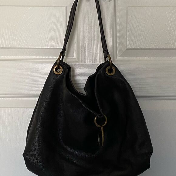 SIMPLY VERA  DARK BROWN SOFT THICK PEBBLED LEATHER BAG - Picture 3 of 11